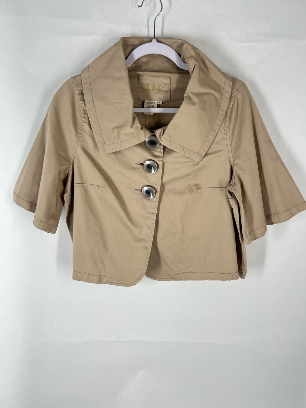 Live a‎ Little Cropped Short Sleeve Jacket NWT Sand Size M